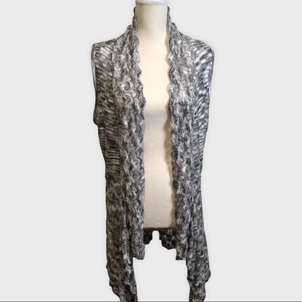 Crocheted Open Drape Front Sweater Vest